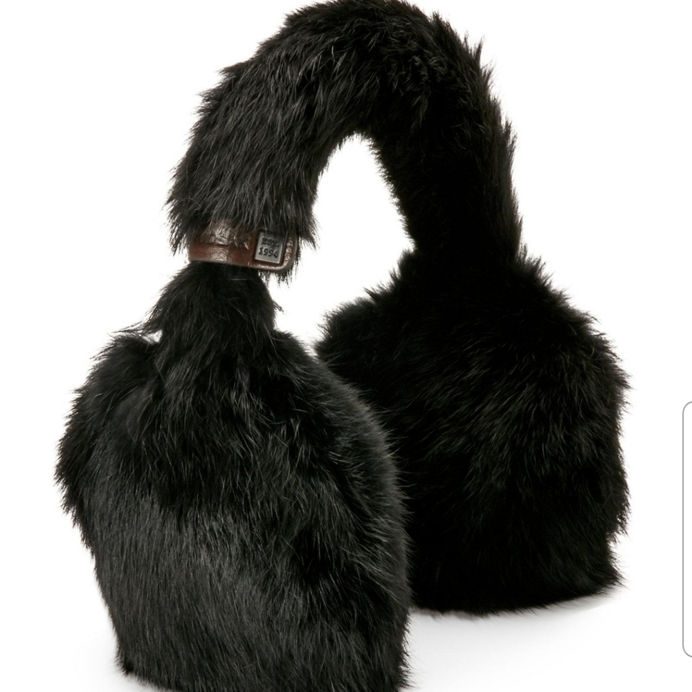 Rudsak Women's Black Real Natural Rabbit Fur Earmu